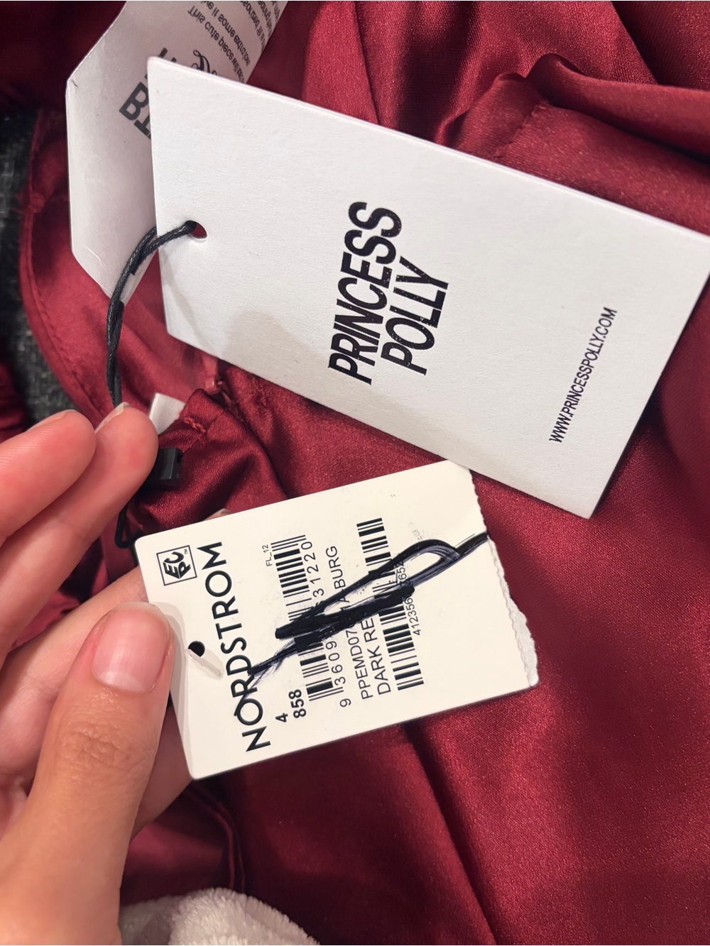 Princess Polly Satin Lace Slip Dress - Burgundy - Picture 3 of 5